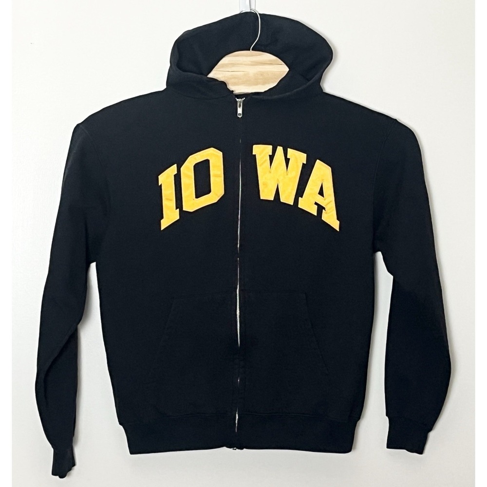 Champion Iowa Hawkeyes Hoodie Men's Medium Black Full Zip NCAA Collegiate Sports